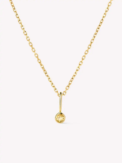 Solid Yellow Gold - Diamond Mini Birthstone Necklace