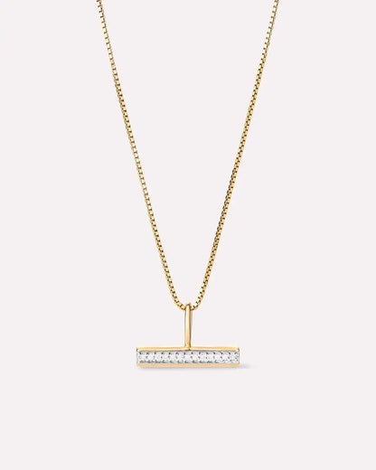 Solid Yellow Gold - Diamond Toggle Charm Necklace