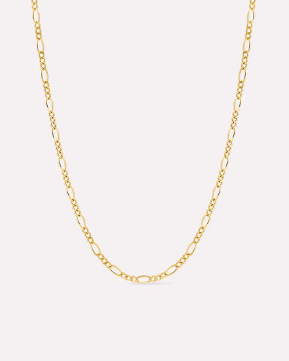 Solid Yellow Gold - Figaro Chain Necklace