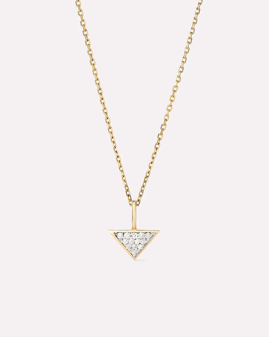 Solid Yellow Gold - Trillion Diamond Charm Necklace