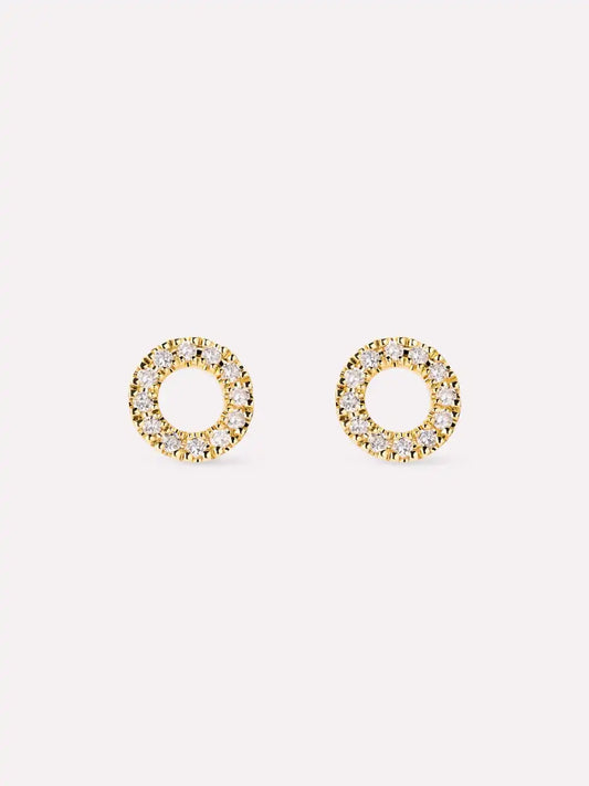 Solid Yellow Gold - Diamond Circle Studs