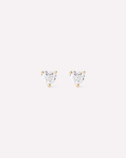 Solid Yellow Gold - Diamond Heart Studs