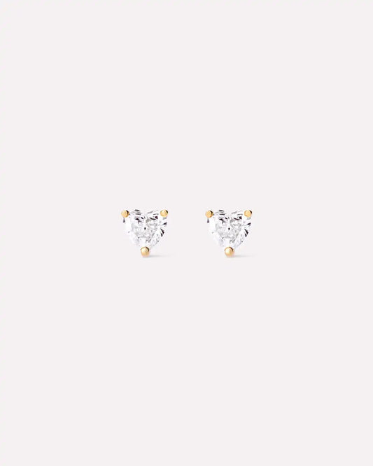 Solid Yellow Gold - Diamond Heart Studs