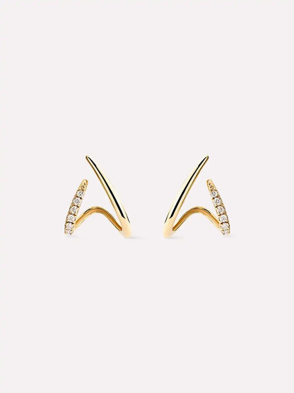 Solid Yellow Gold - Diamond Aurora Huggie Studs