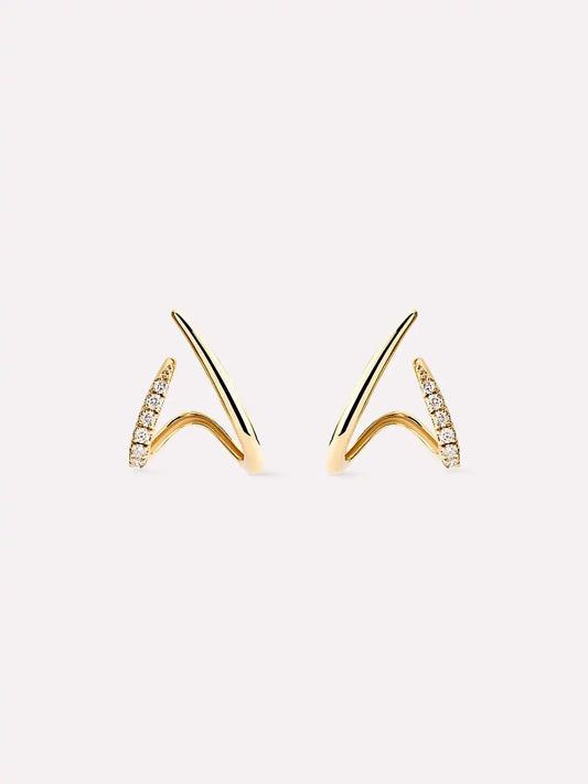 Solid Yellow Gold - Diamond Aurora Huggie Studs