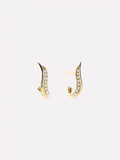 Solid Yellow Gold - Diamond Flame Studs