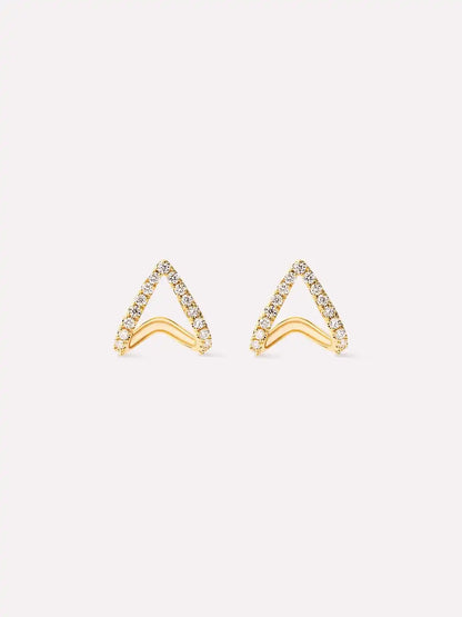 Solid Yellow Gold - Diamond Velora Huggie Studs