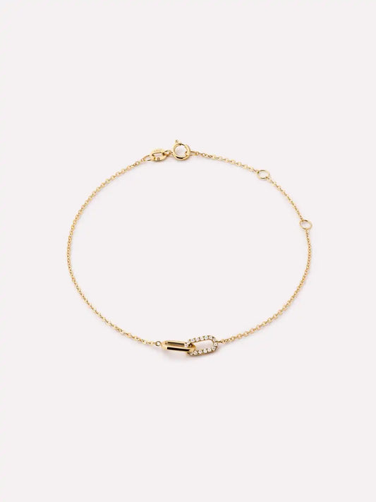 Solid Yellow Gold - Diamond Link Bracelet