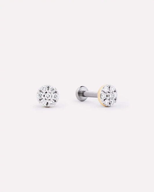 Solid Yellow Gold - Diamond Circle Flatback Studs