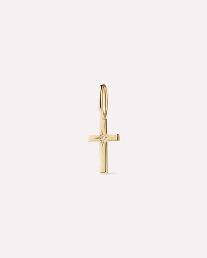 Solid Yellow Gold - Diamond Cross Charm