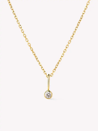 Solid Yellow Gold - Diamond Mini Birthstone Necklace