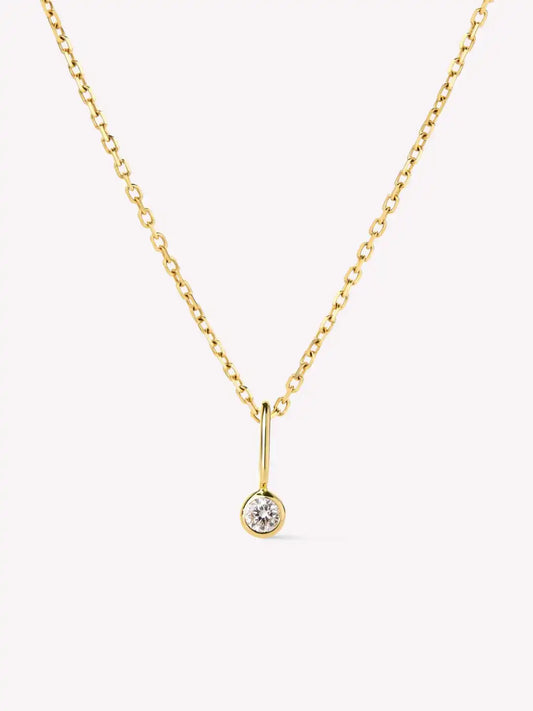 Solid Yellow Gold - Diamond Mini Birthstone Necklace