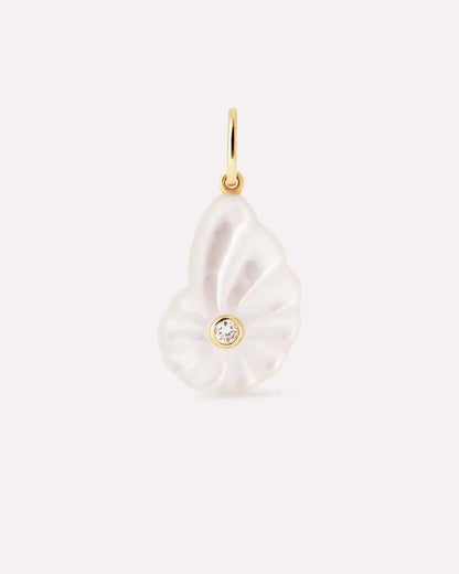 Solid Yellow Gold - Mother of Pearl Shell Charm