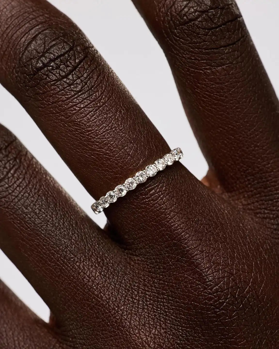 Solid White Gold - Eternity Diamond Ring (1 ctw)