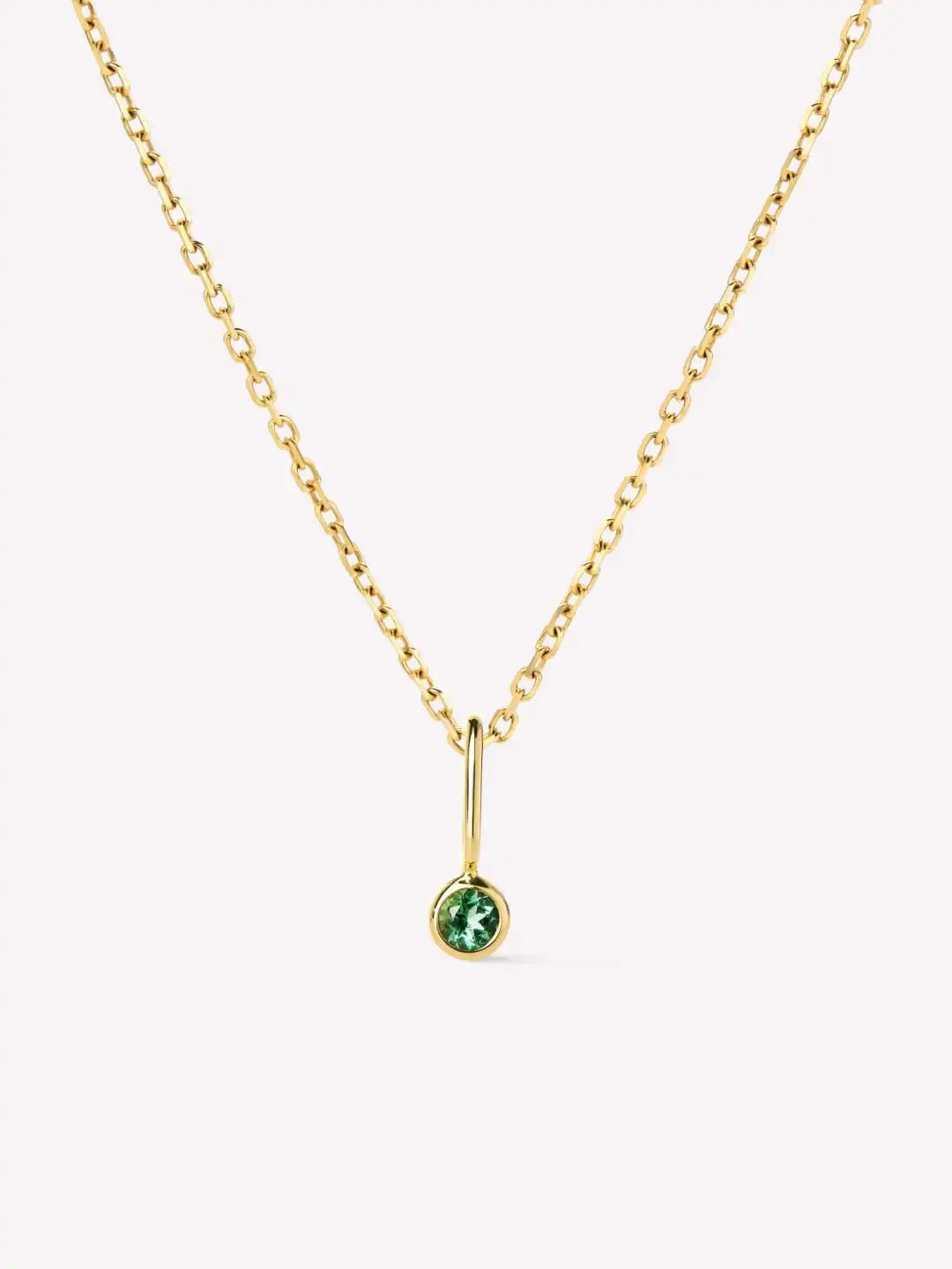 Solid Yellow Gold - Diamond Mini Birthstone Necklace