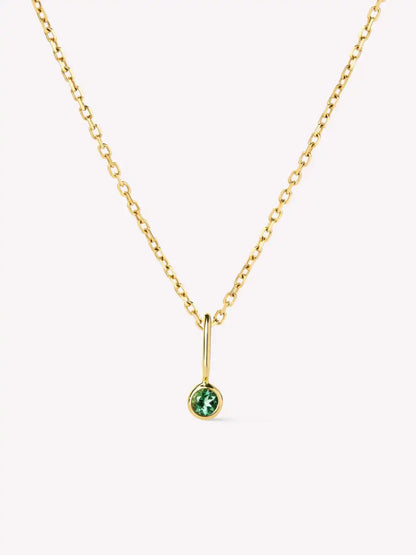Solid Yellow Gold - Diamond Mini Birthstone Necklace