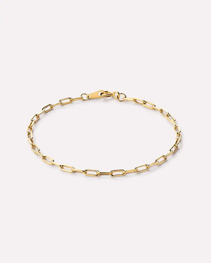 Solid Yellow Gold - Medium Paperclip Bracelet
