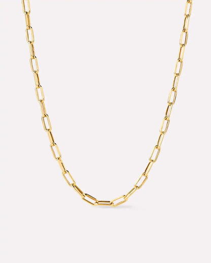 Solid Yellow Gold - Medium Paperclip Necklace