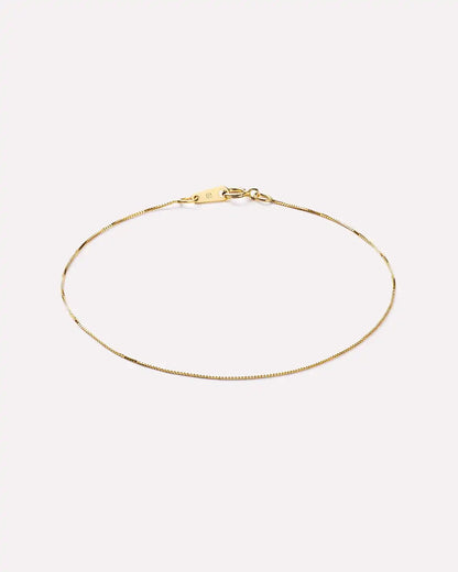 Solid Yellow Gold - Gold Mini Box Chain Bracelet