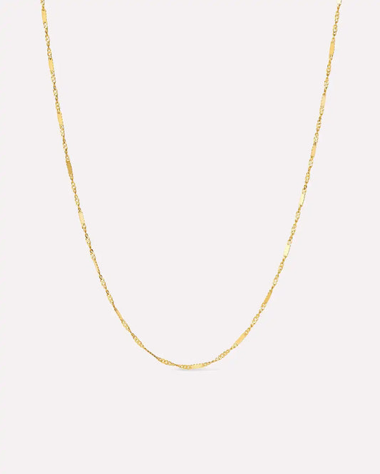 Solid Yellow Gold - Singapore Chain Necklace