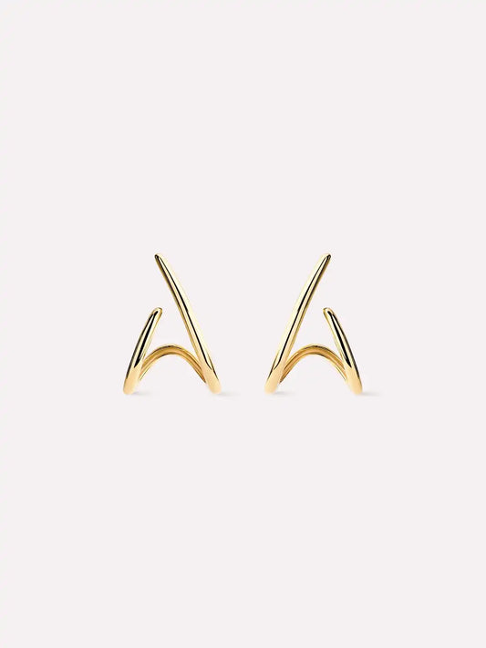 Solid Yellow Gold - Aurora Huggie Studs