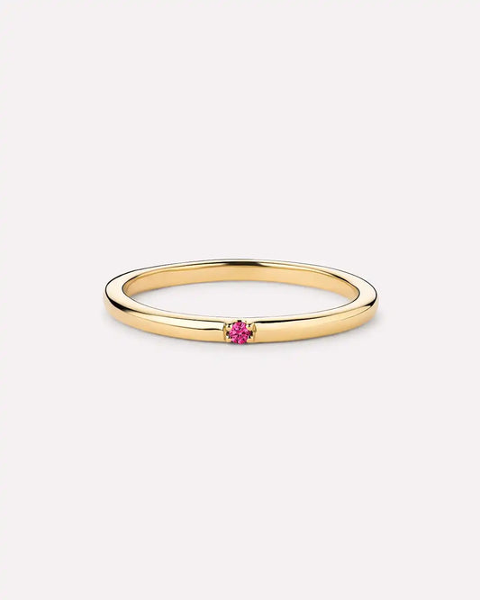 Solid Yellow Gold - Solo Birthstone Ring