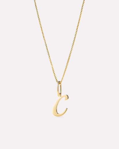 Solid Yellow Gold - Script Letter Necklace