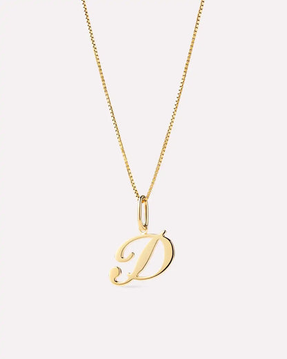 Solid Yellow Gold - Script Letter Necklace