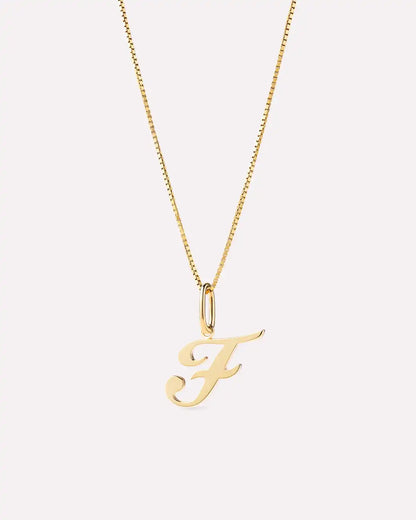 Solid Yellow Gold - Script Letter Necklace