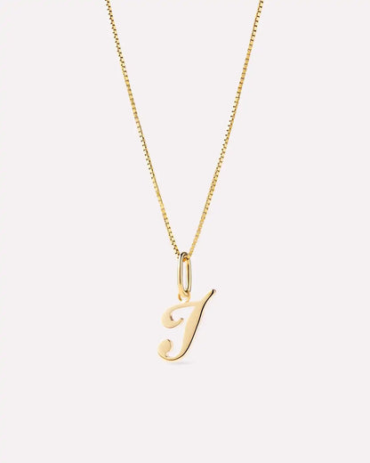 Solid Yellow Gold - Script Letter Necklace
