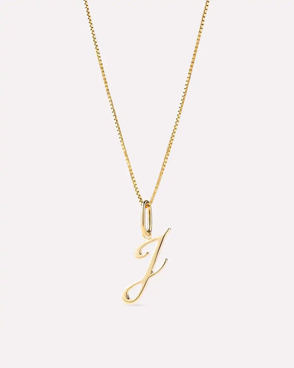 Solid Yellow Gold - Script Letter Necklace