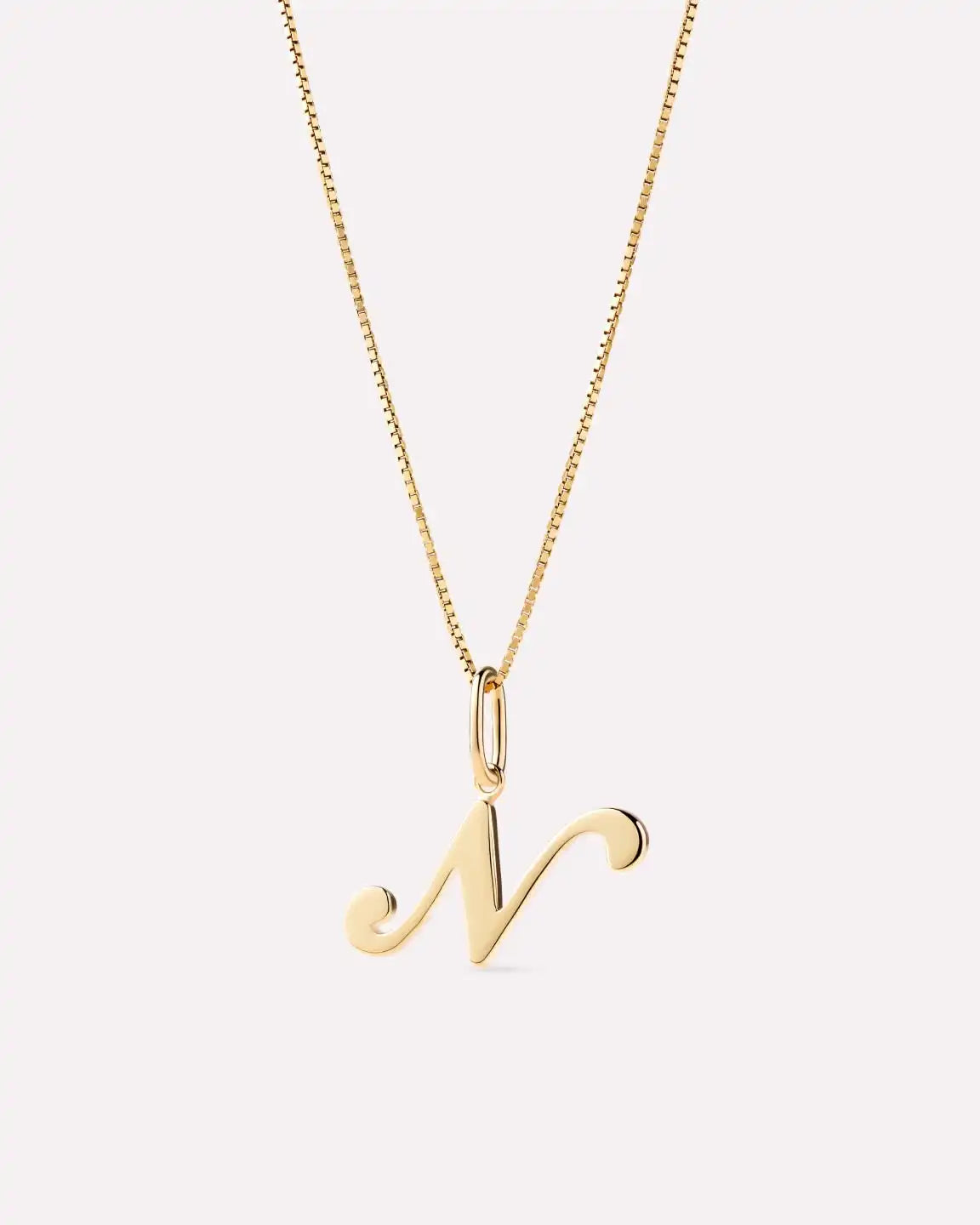 Solid Yellow Gold - Script Letter Necklace