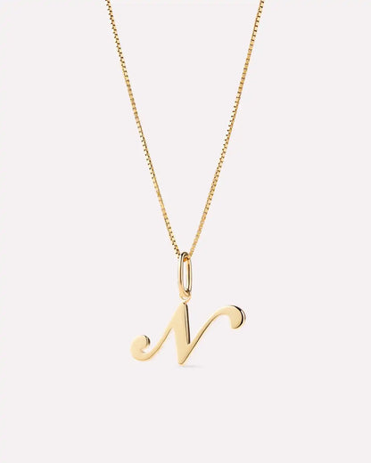 Solid Yellow Gold - Script Letter Necklace