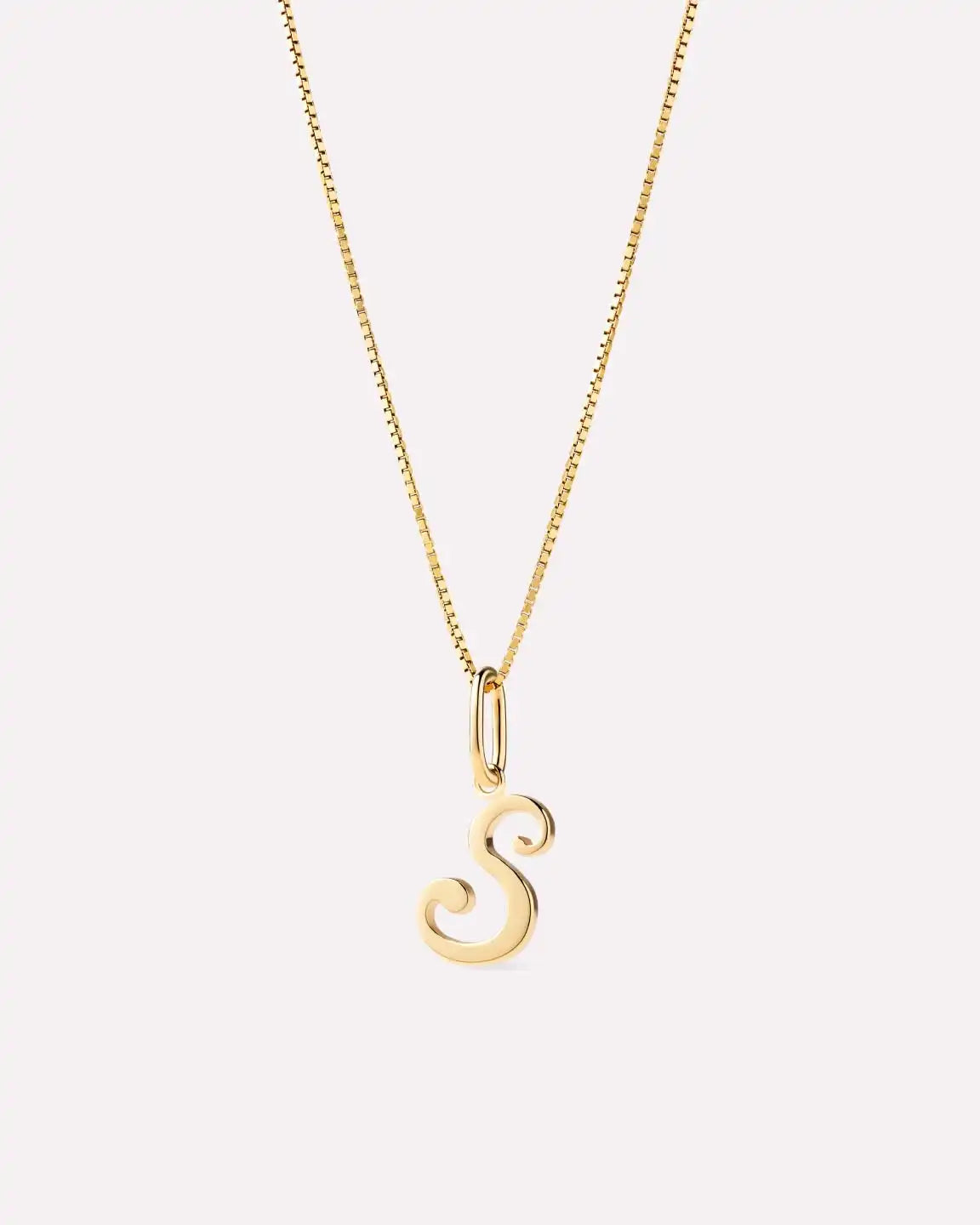 Solid Yellow Gold - Script Letter Necklace