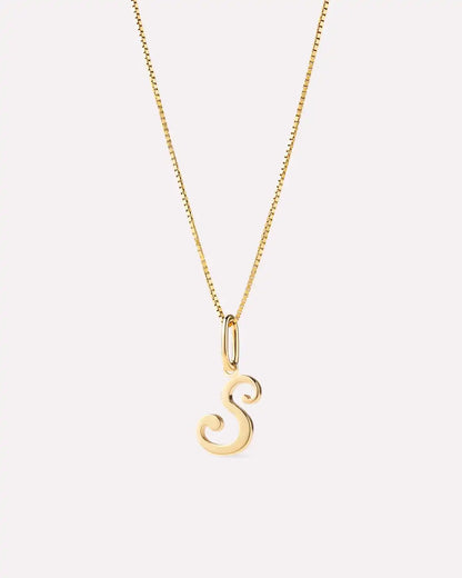 Solid Yellow Gold - Script Letter Necklace