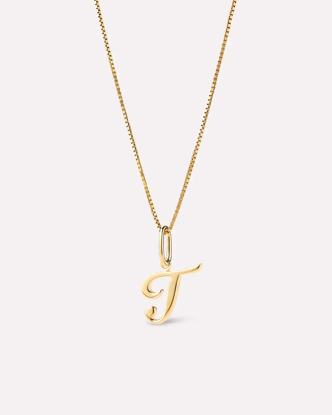 Solid Yellow Gold - Script Letter Necklace