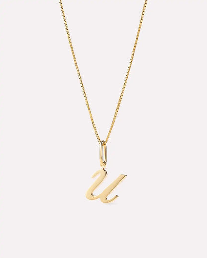 Solid Yellow Gold - Script Letter Necklace