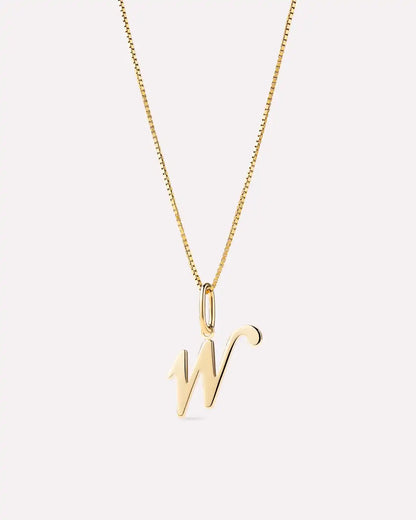 Solid Yellow Gold - Script Letter Necklace