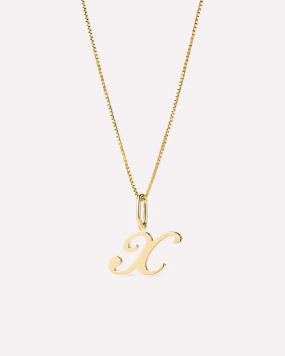Solid Yellow Gold - Script Letter Necklace
