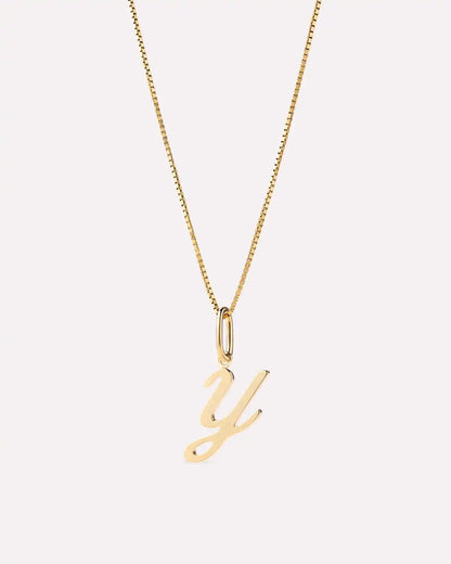 Solid Yellow Gold - Script Letter Necklace