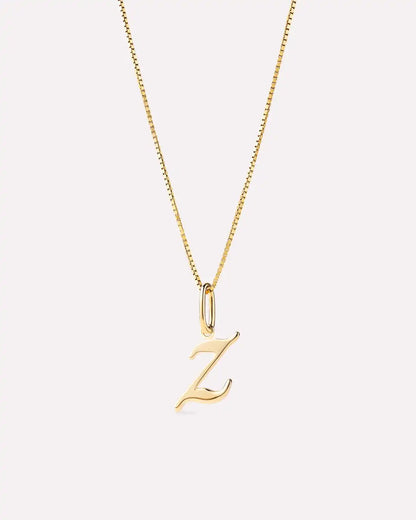 Solid Yellow Gold - Script Letter Necklace
