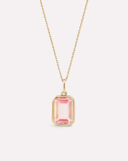 Solid Yellow Gold - Light Pink Sapphire Spritz Necklace