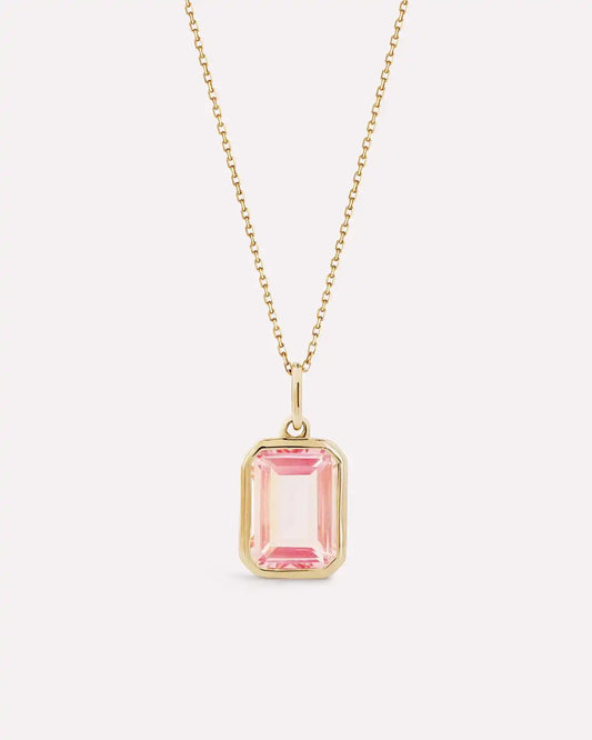Solid Yellow Gold - Light Pink Sapphire Spritz Necklace