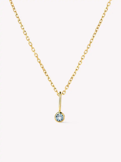 Solid Yellow Gold - Diamond Mini Birthstone Necklace