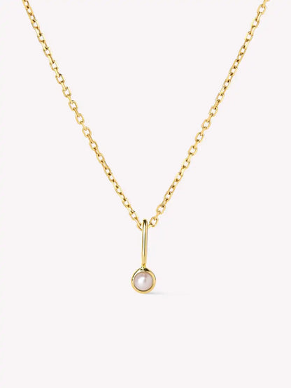 Solid Yellow Gold - Diamond Mini Birthstone Necklace