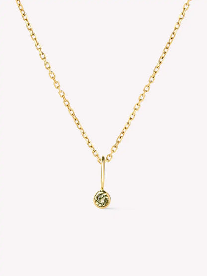 Solid Yellow Gold - Diamond Mini Birthstone Necklace