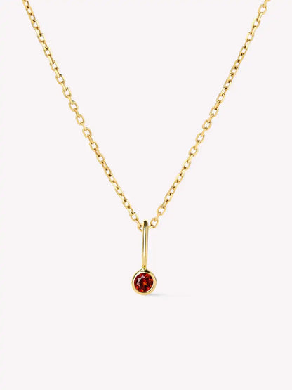 Solid Yellow Gold - Diamond Mini Birthstone Necklace