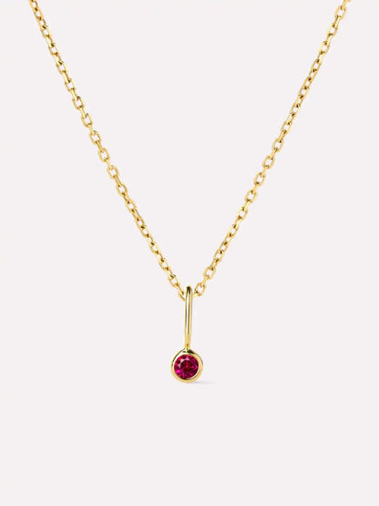 Solid Yellow Gold - Diamond Mini Birthstone Necklace