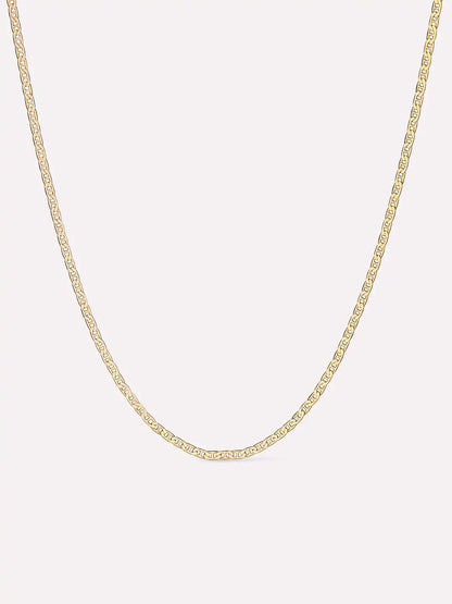 Solid Yellow Gold - Flat Mariner Chain Necklace