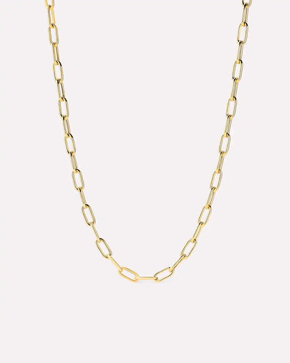 Solid Yellow Gold - Large Paperclip Necklace